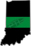 5" Indiana IN Thin Green Line Black State Shape Sticker