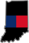 5" Indiana IN Thin Blue / Red Line Black State Shape Sticker