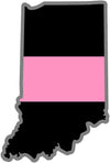 5" Indiana IN Thin Pink Line Black State Shape Sticker