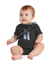 Infant Thin Blue Line US Tattered Flag Short Sleeve Baby Bodysuit Onesie - Size:  18M