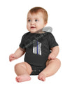 Infant Thin Blue White Line US EMS Tattered Flag Short Sleeve Baby Bodysuit - Onesie