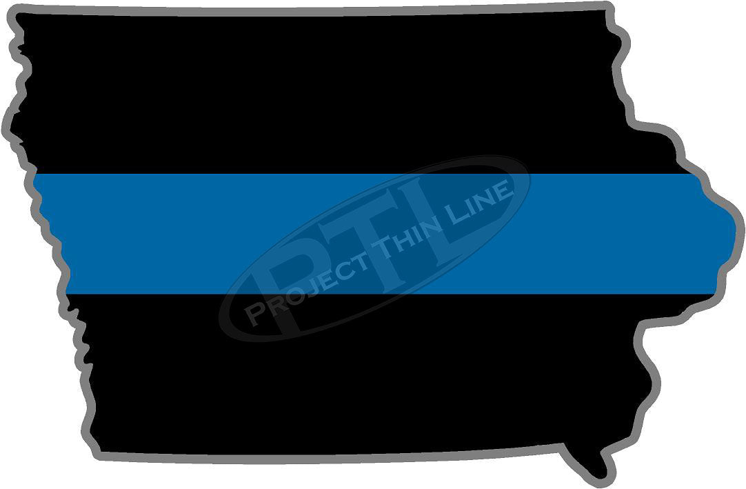 5" Iowa IA Thin Blue Line State Sticker Decal