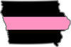 5" Iowa IA Thin Pink Line Black State Shape Sticker