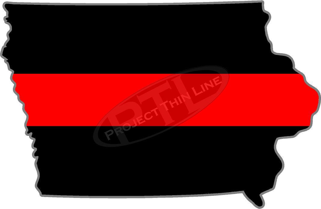 5" Iowa IA Thin Red Line State Sticker Decal