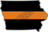 5" Iowa IA Thin Orange Line Black State Shape Sticker
