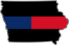 5" Iowa IA Thin Blue / Red Line Black State Shape Sticker