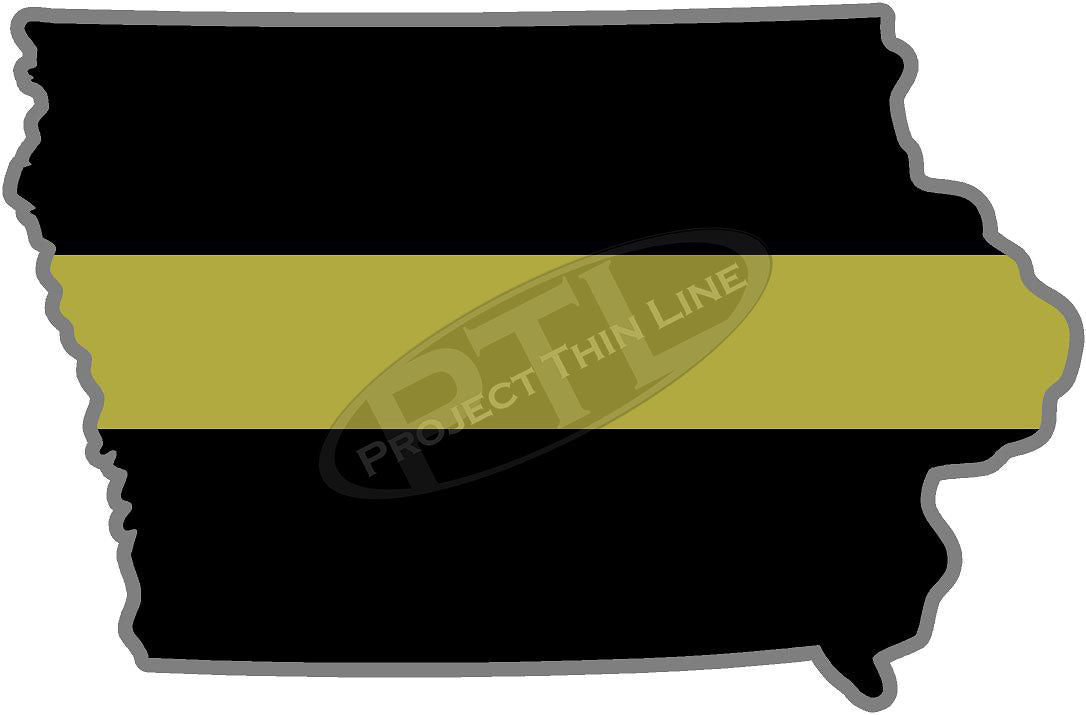5" Iowa IA Thin Gold Line State Sticker Decal