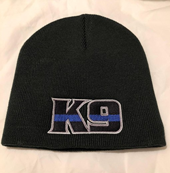 K9 Text Thin BLUE Line Skull Cap