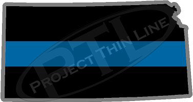 5" Kansas KS Thin Blue Line State Sticker Decal