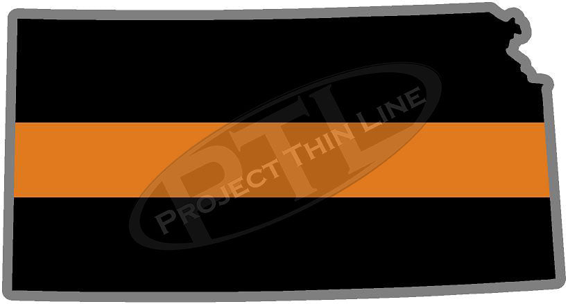 5" Kansas KS Thin Orange Line Black State Shape Sticker