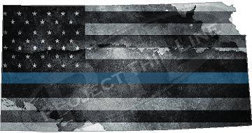 5" Kansas KS Tattered Thin Blue Line State Sticker Decal