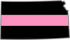 5" Kansas KS Thin Pink Line Black State Shape Sticker