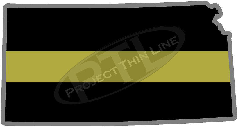 5" Kansas KS Thin Gold Line State Sticker Decal