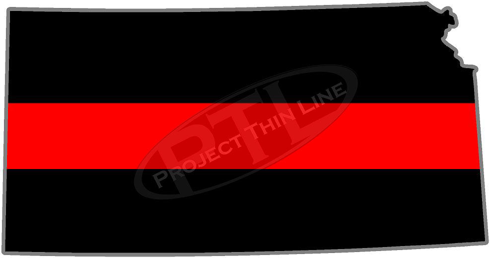 5" Kansas KS Thin Red Line State Sticker Decal