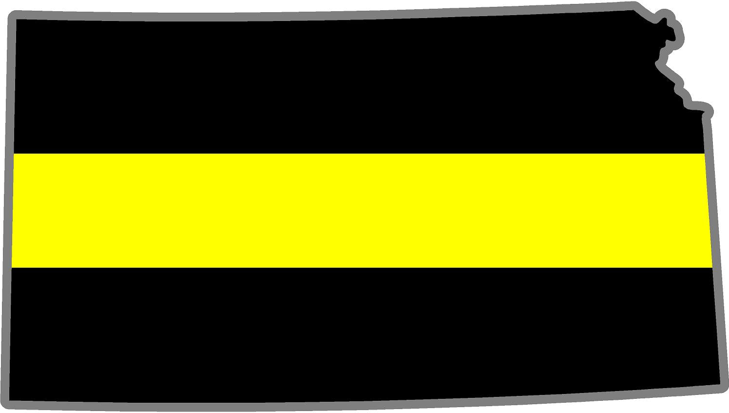 5" Kansas KS Thin Yellow Line Black State Shape Sticker