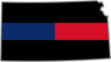 5" Kansas KS Thin Blue / Red Line Black State Shape Sticker