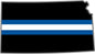 5" Kansas KS Thin Blue White Line Black State Shape Sticker