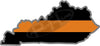 5" Kentucky KY Thin Orange Line Black State Shape Sticker