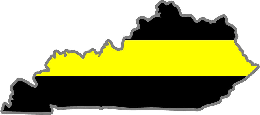 5" Kentucky KY Thin Yellow Line Black State Shape Sticker