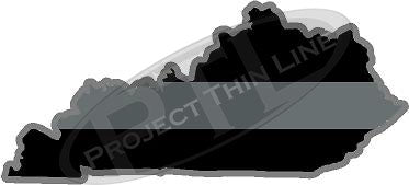 5" Kentucky KY Thin Silver Line Black State Shape Sticker