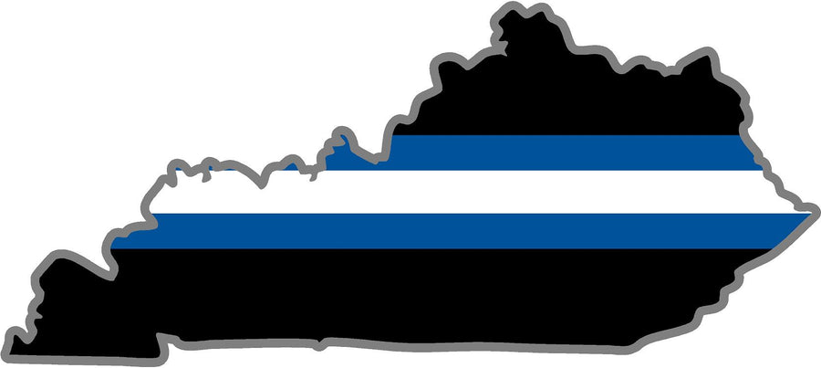 5" Kentucky KY Thin Blue White Line Black State Shape Sticker