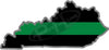 5" Kentucky KY Thin Green Line Black State Shape Sticker