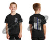 Kids Thin Blue / White Line US Tattered Flag Short Sleeve T-Shirt