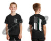 Kids Thin Green Line US Tattered Flag Short Sleeve T-Shirt