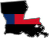 5" Louisiana LA Thin Blue / Red Line Black State Shape Sticker