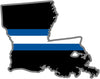 5" Louisiana LA Thin Blue White Line Black State Shape Sticker