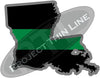 5" Louisiana LA Thin Green Line Black State Shape Sticker