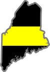 5" Maine ME Thin Yellow Line Black State Shape Sticker