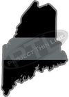 5" Maine ME Thin Silver Line Black State Shape Sticker