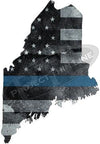 5" Maine ME Tattered Thin Blue Line State Sticker Decal