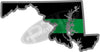 5" Maryland MD Thin Green Line Black State Shape Sticker