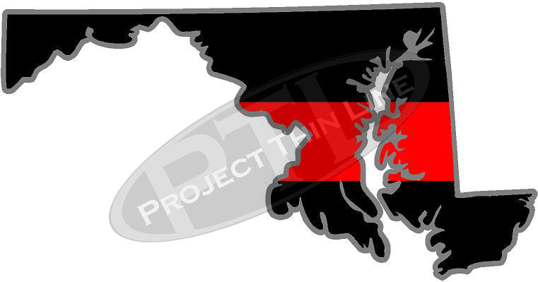 5" Maryland MD Thin Red Line State Sticker Decal