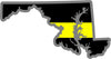 5" Maryland MD Thin Yellow Line Black State Shape Sticker