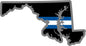 5" Maryland MD Thin Blue White Line Black State Shape Sticker