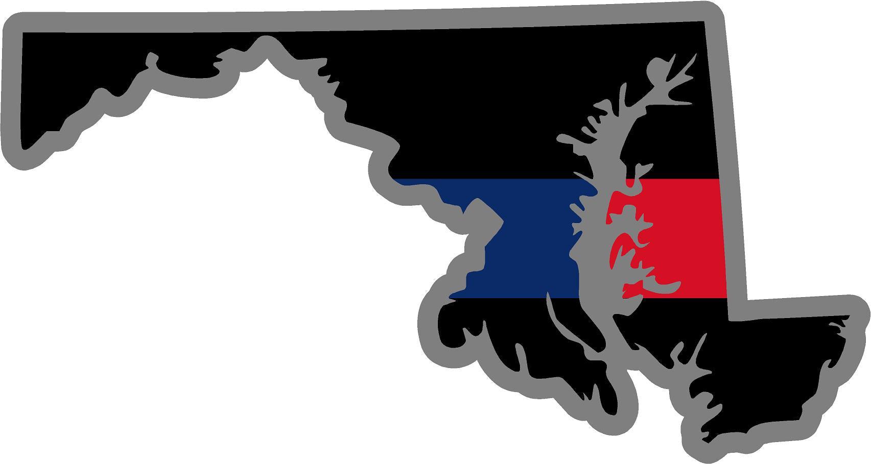 5" Maryland MD Thin Orange Line Black State Shape Sticker