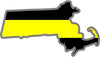 5" Massachusetts MA Thin Yellow Line Black State Shape Sticker