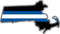 5" Massachusetts MA Thin Blue White Line Black State Shape Sticker