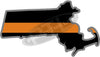5" Massachusetts MA Thin Orange Line Black State Shape Sticker