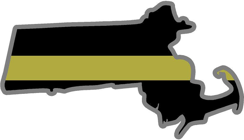 5" Massachusetts MA Thin Gold Line State Sticker Decal