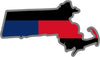 5" Massachusetts MA Thin Blue / Red Line Black State Shape Sticker