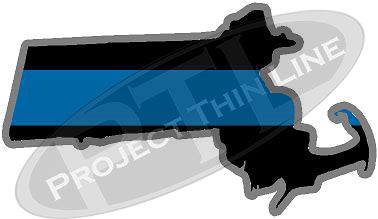 5" Massachusetts MA Thin Blue Line State Sticker Decal