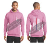 Pink Thin BLUE / Red Line Tattered American Flag Hooded Sweatshirt