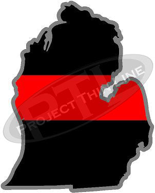 5" Michigan MI Thin Red Line State Sticker Decal