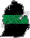 5" Michigan MI Thin Green Line Black State Shape Sticker
