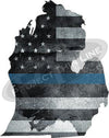 5" Michigan MI Tattered Thin Blue Line State Sticker Decal