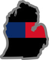 5" Michigan MI Thin Blue / Red Line Black State Shape Sticker